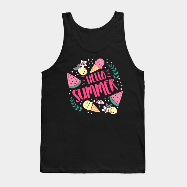 Hello summer a cute and fun summer time design Tank Top by Yarafantasyart